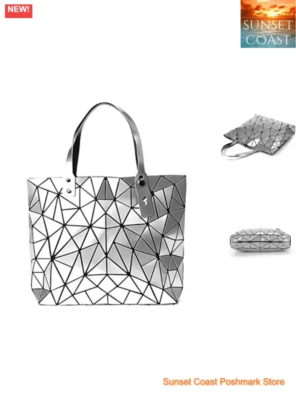 PU Leather Holographic Envelope Clutch Shoulder Bag Tote